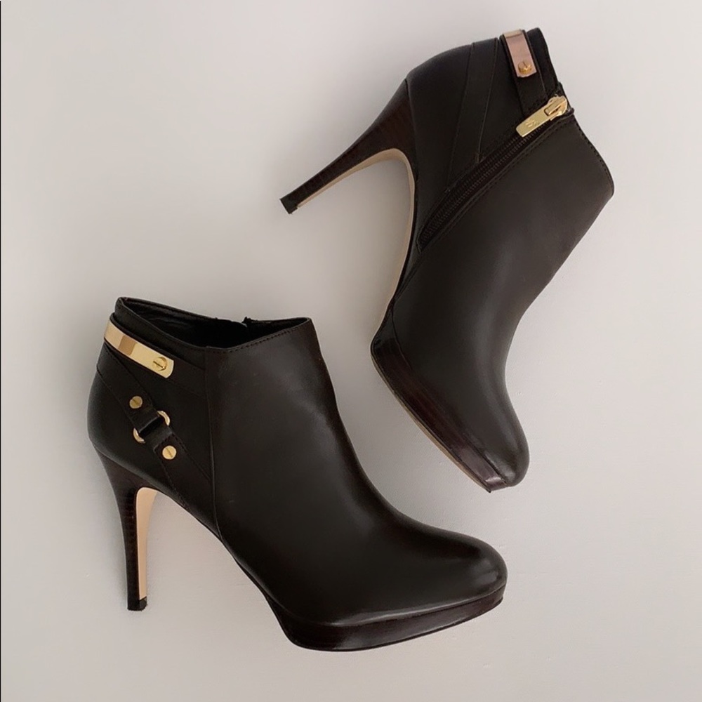 Marc Fisher Brown Leather Heeled Booties